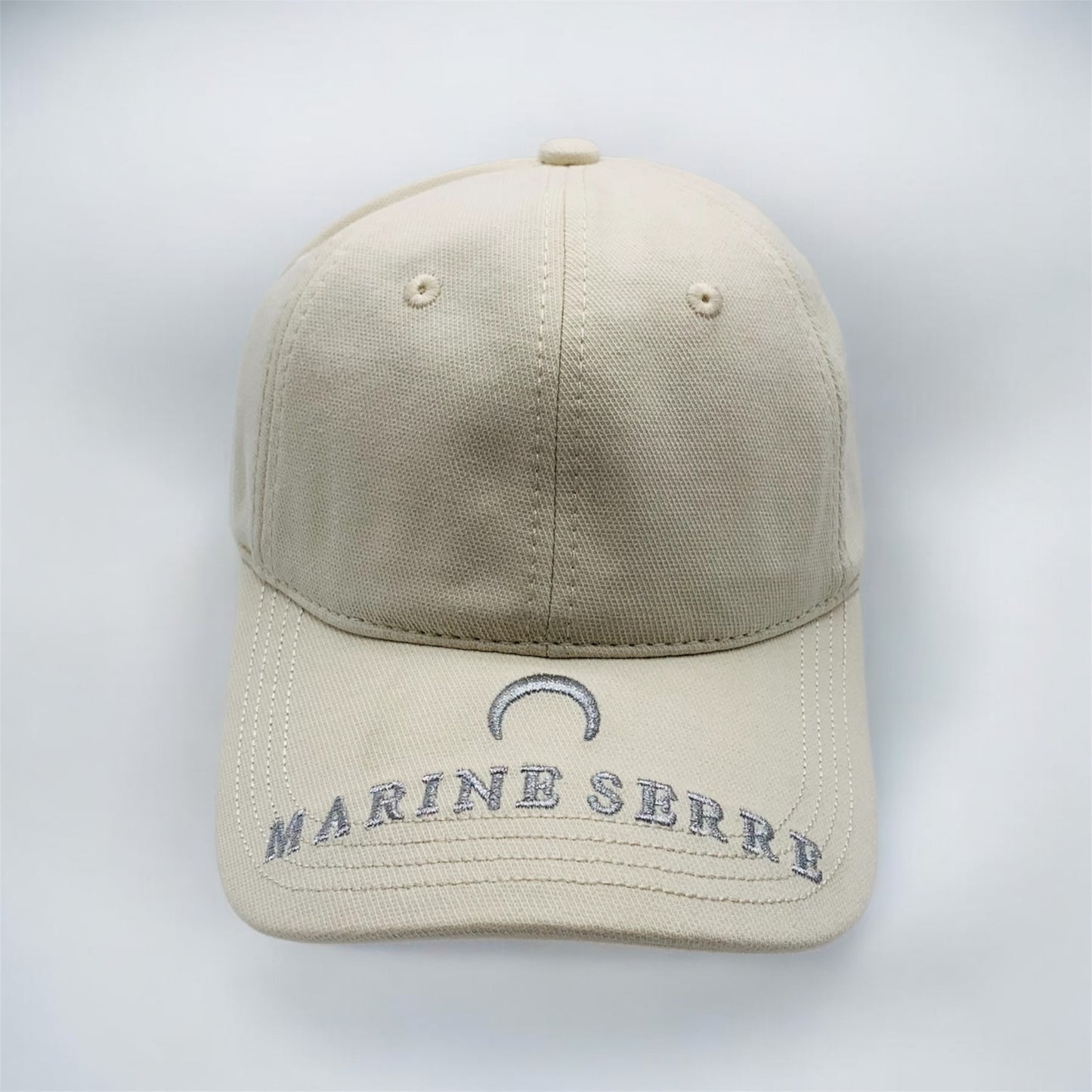 MARINE SERRE EMBROIDERED BEIGE BASEBALL CAP - UNISEX DESIGNER STREETWEAR