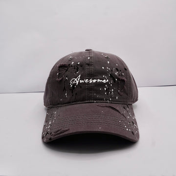 Gray Distressed Paint-Splatter Baseball cap