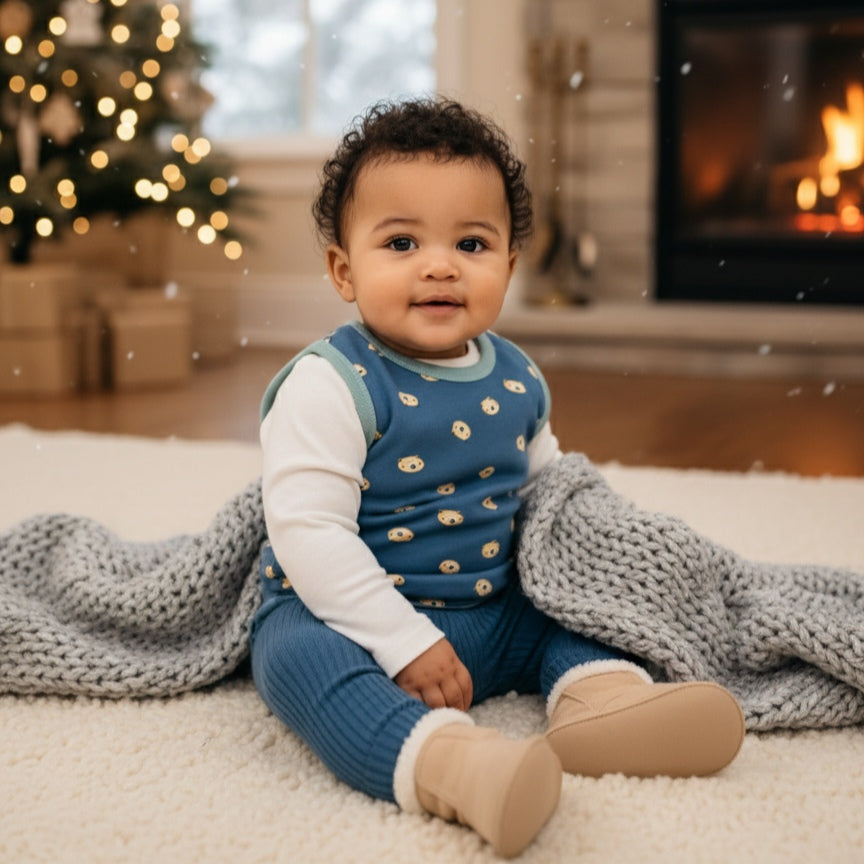 Baby Boy West Under Fleece With Emoji Design