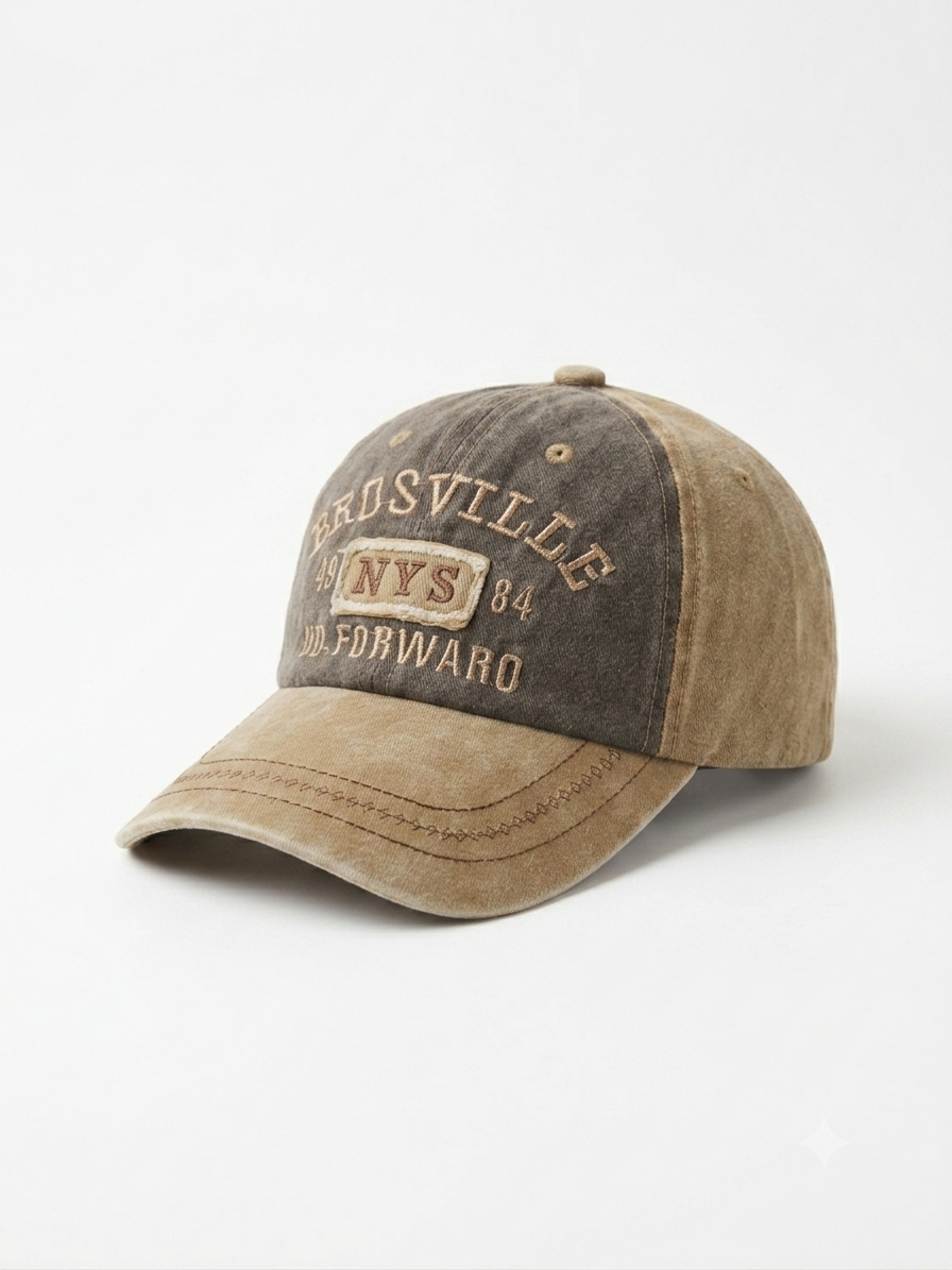 Vintage Beige Brosville NYS Embroidered Baseball Cap