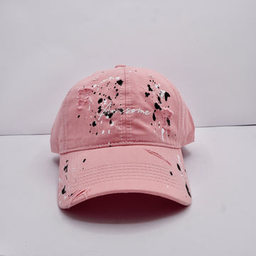 Blush Pink Distressed Paint-Splatter Baseball cap