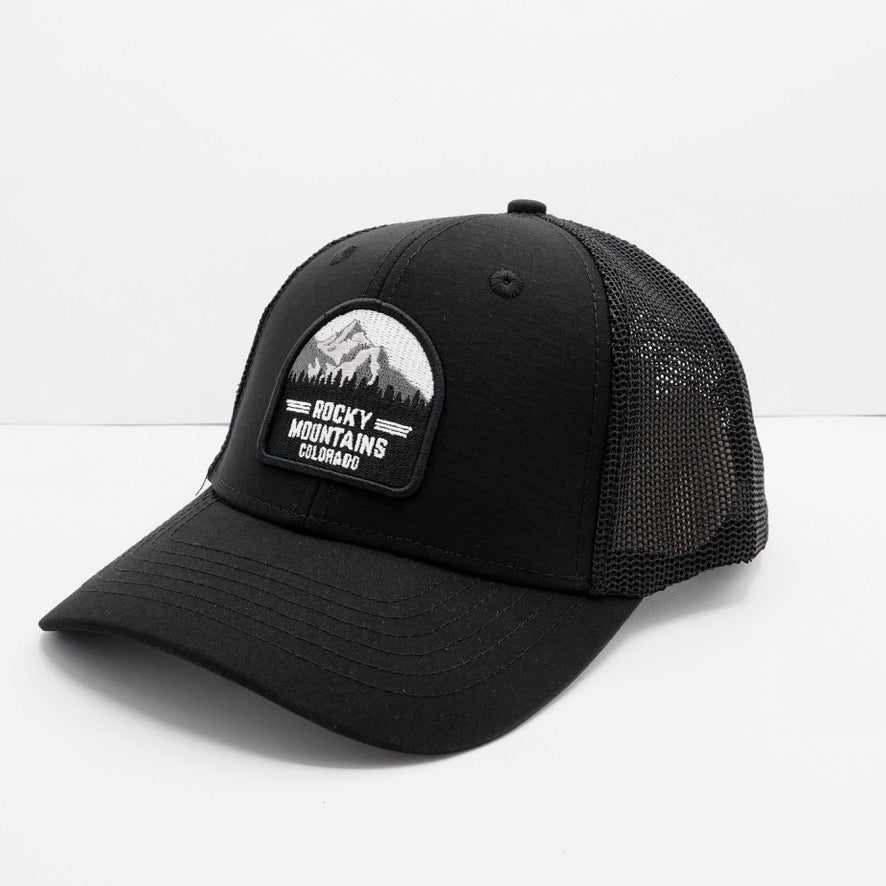 Rocky Mountains Black Trucker Cap