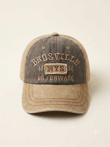 Vintage Beige Brosville NYS Embroidered Baseball Cap