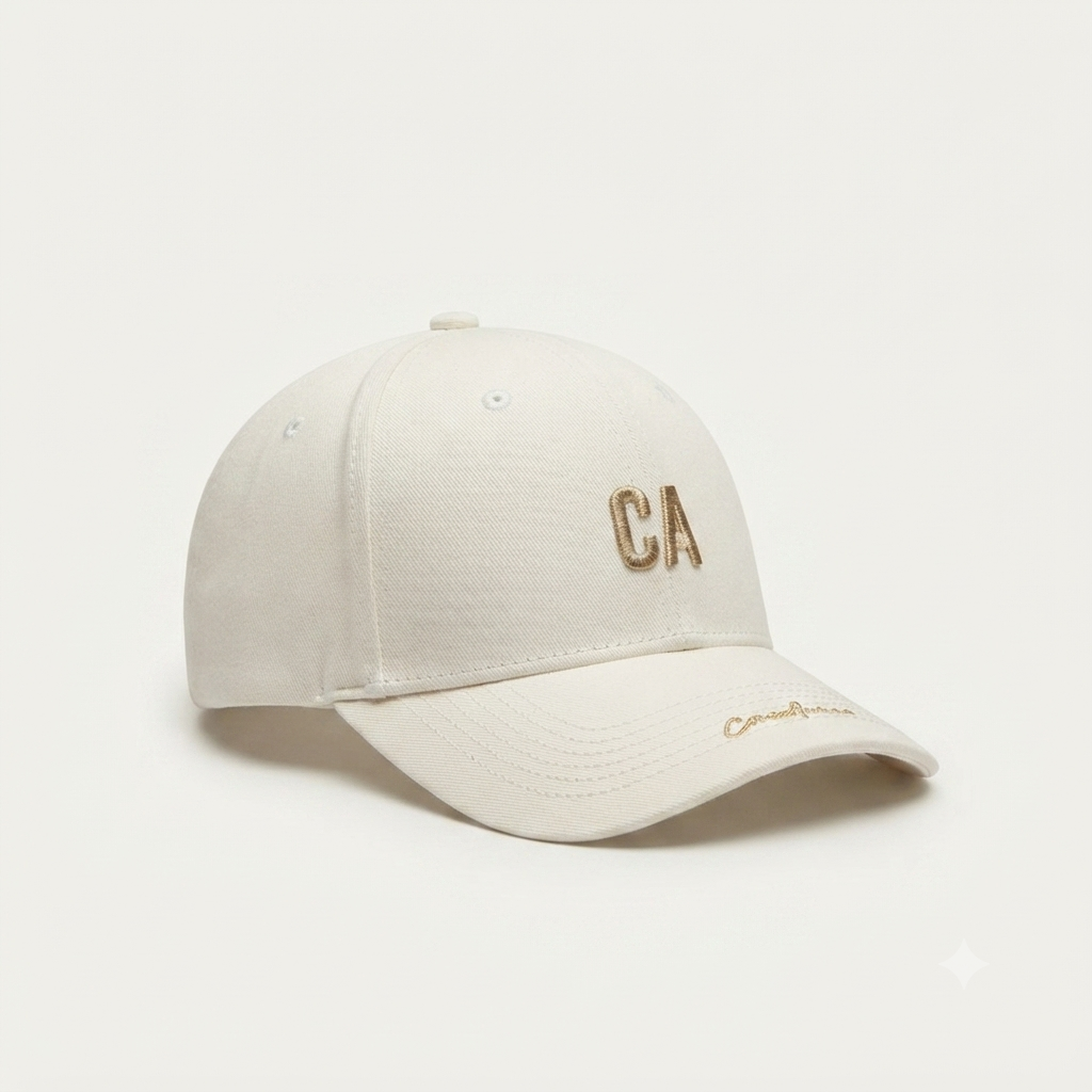 Gold Monogram 'CA' Baseball Cap