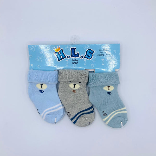 EVERYDAY BEAR  BABY BOY PACK OF 3 SOCKS