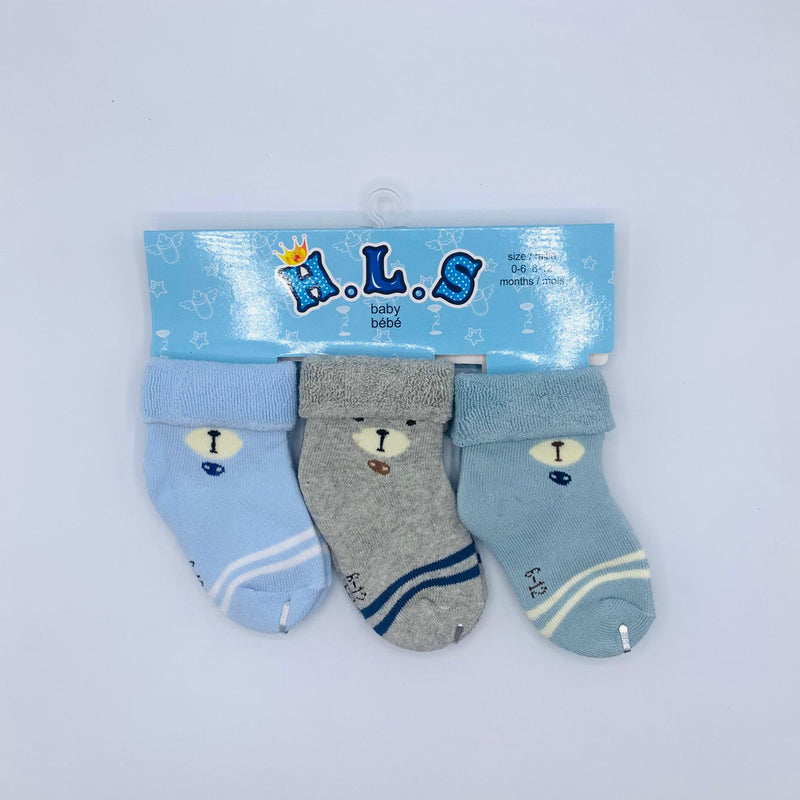 EVERYDAY BEAR  BABY BOY PACK OF 3 SOCKS