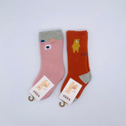 COLORFUL BEAR BABY BOY PACK OF 2 WITH INSIDE TOWEL SOCKS