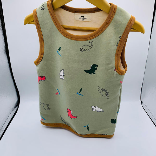 KIDS SLEEVELESS DINOSAUR  PRINT WITH FLEAS INSIDE TANK TOP