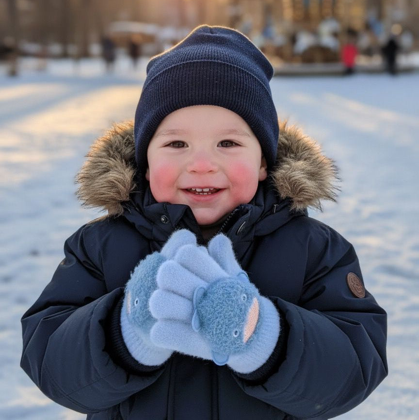 Cute Duck Face Knit Kids Gloves