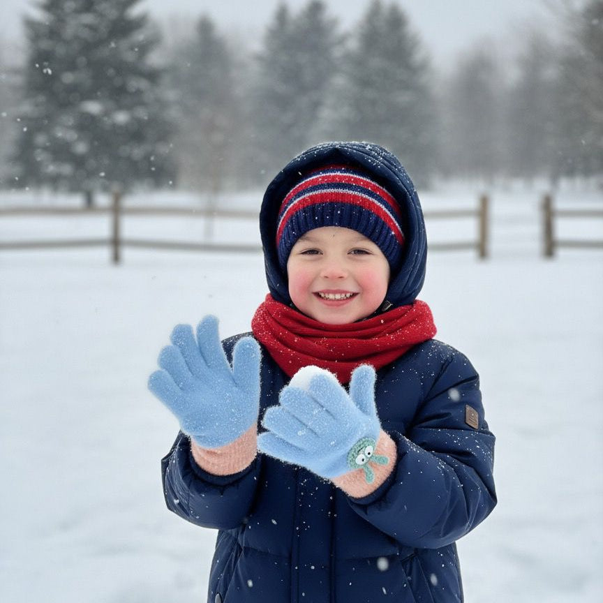 Winter Baby Boy Flees Gloves With Cute emoji Design