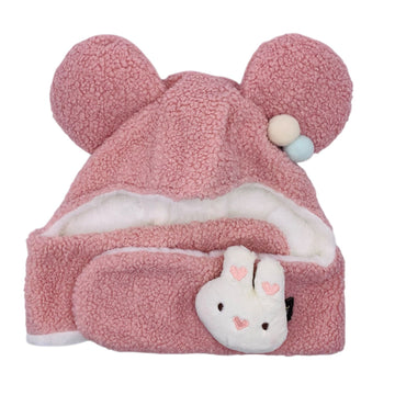 Kids Winter Warm Wool Cute EAR Warm Cap nack set