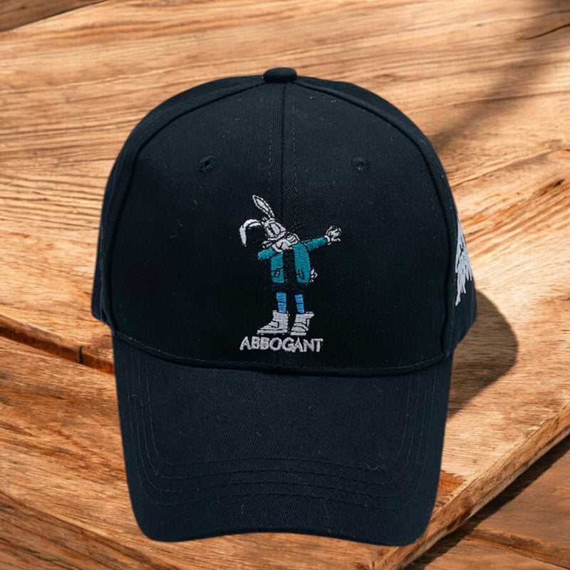 ARROGANT VIBES: BLACK STREET CAP WITH RABBIT