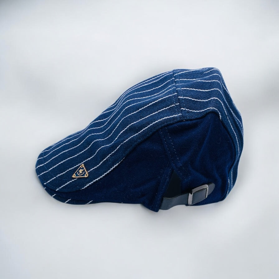 STRIPED NAVY FLAT CAP