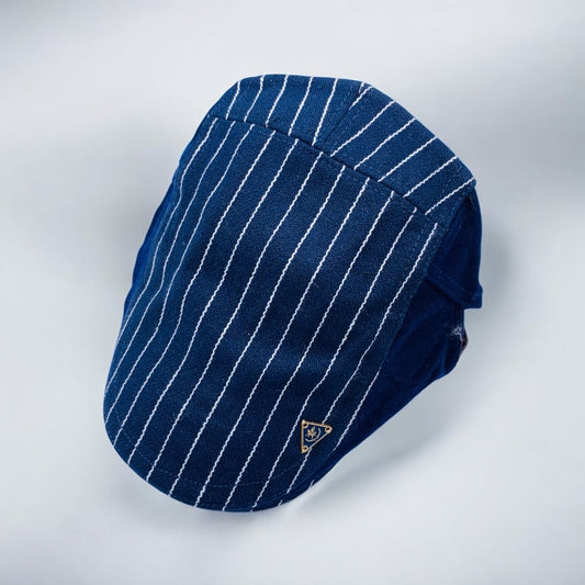 STRIPED NAVY FLAT CAP