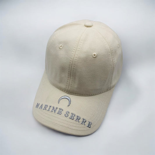 MARINE SERRE EMBROIDERED BEIGE BASEBALL CAP - UNISEX DESIGNER STREETWEAR