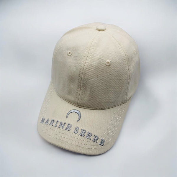 MARINE SERRE EMBROIDERED BEIGE BASEBALL CAP - UNISEX DESIGNER STREETWEAR