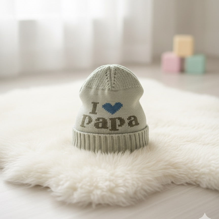 BABY GIRL WINTER WOOL CAP/HAT I LOVE PAPA