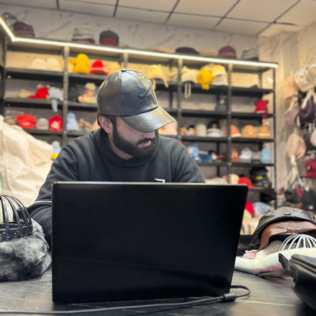 Men's Black Leatherite Cap