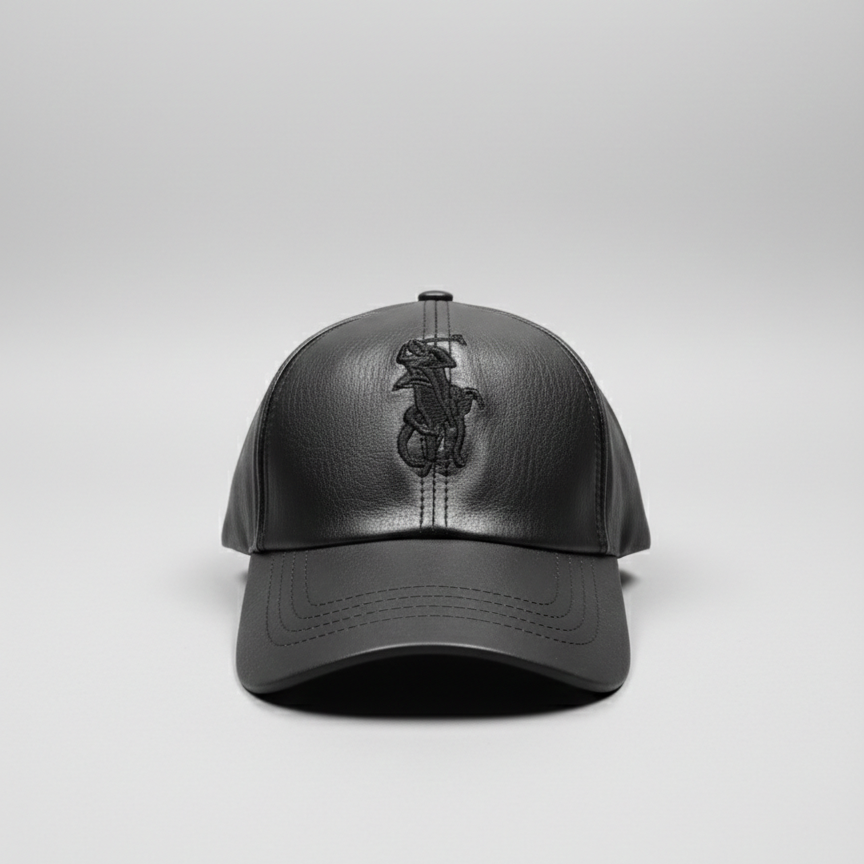 Men's Cap Premium Black Leatherite