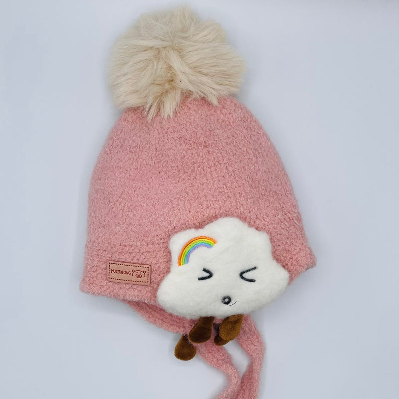 FLUFFY CUTE CLOUD AND RAINBOW  BABY GIRL CAP/HAT