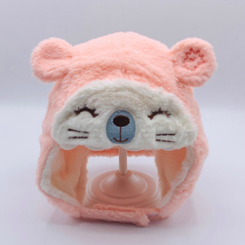 CUTE CAT FACE BABY GIRL CAP WITH STRAP CAP/HAT