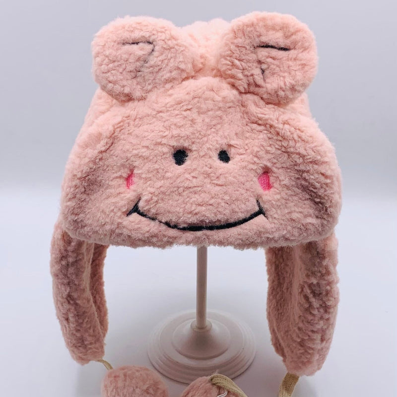 FLUFFY EMOJI BABY GIRL CAP WITH STRAP CAP/HAT