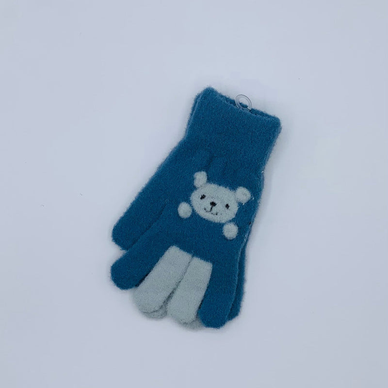 WOOL BABY BOY GLOVES  WITH BEAR FACE