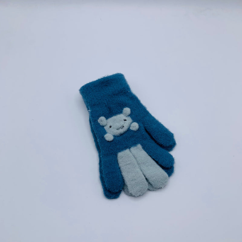 WOOL BABY BOY GLOVES  WITH BEAR FACE