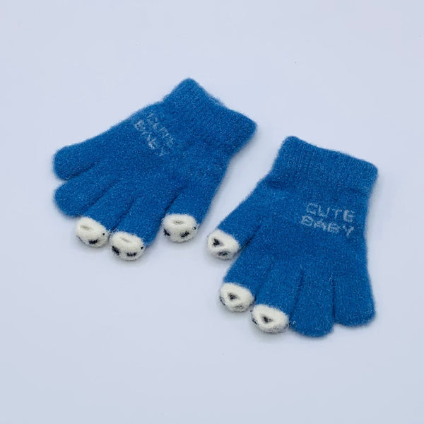 WOOL BABY BOY GLOVES WITH CUTE BABY TEXT AND MOBILE TOUCH SENSOR