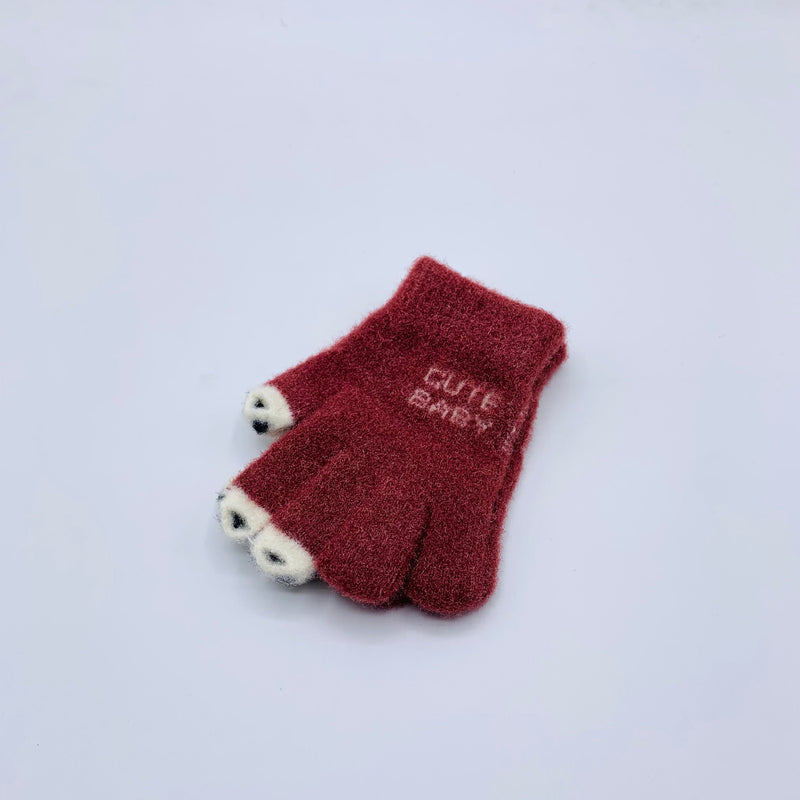 WOOL BABY BOY GLOVES WITH CUTE BABY TEXT AND MOBILE TOUCH SENSOR