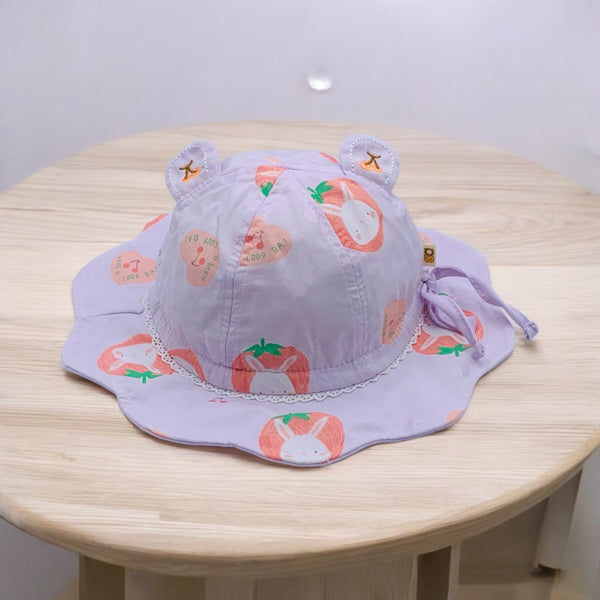 LILAC BUNNY HAT WITH CUTE BEAR EARS