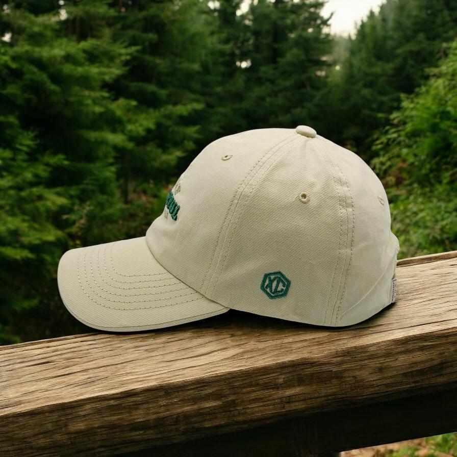 BEIGE BASEBALL CAP WITH MAKE PEACEFUL EMBROIDERY ON FRONT