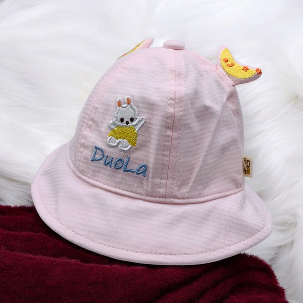 PINK BABY HAT WITH BUNNY EMBROIDERY AND CUTE EAR DETAILS -ADORABLE &STYLISH